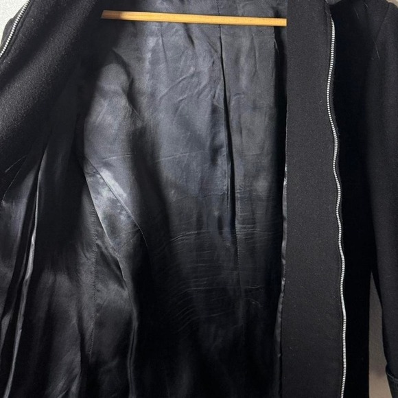 Y2K Vintage Wool Blend Jacket Women's 11/12 Black Faux Leather Trim Ukraine - Picture 4 of 5
